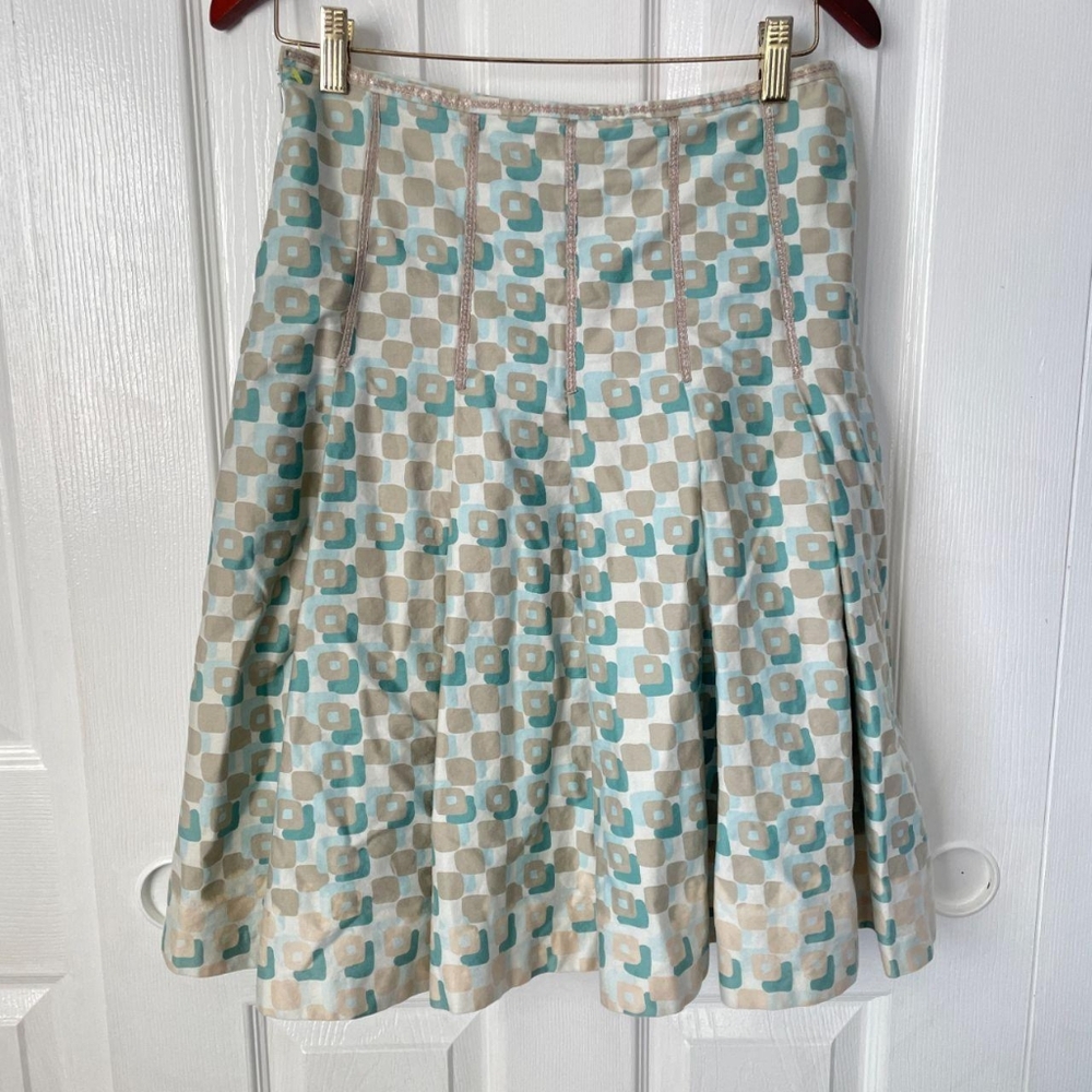 Reiss A-Line Skirt in Blue and Cream
